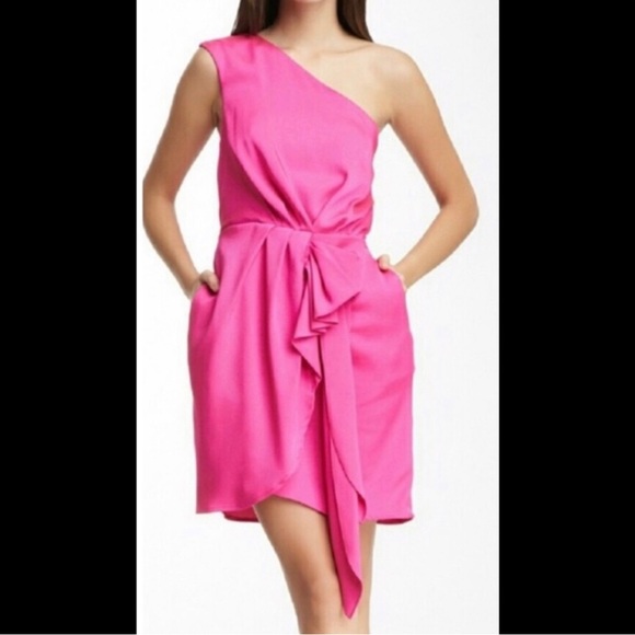 BCBGeneration Womens Dress Candy Pink One Shoulder Cocktail Mini Dress Size 6 - Picture 1 of 13